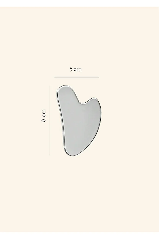 Premium Paslanmaz Çelik Gua Sha ve Keten Saklama Kesesi - Face Yoga- Yüz Masajı - Metal-Lüks Gua Sha